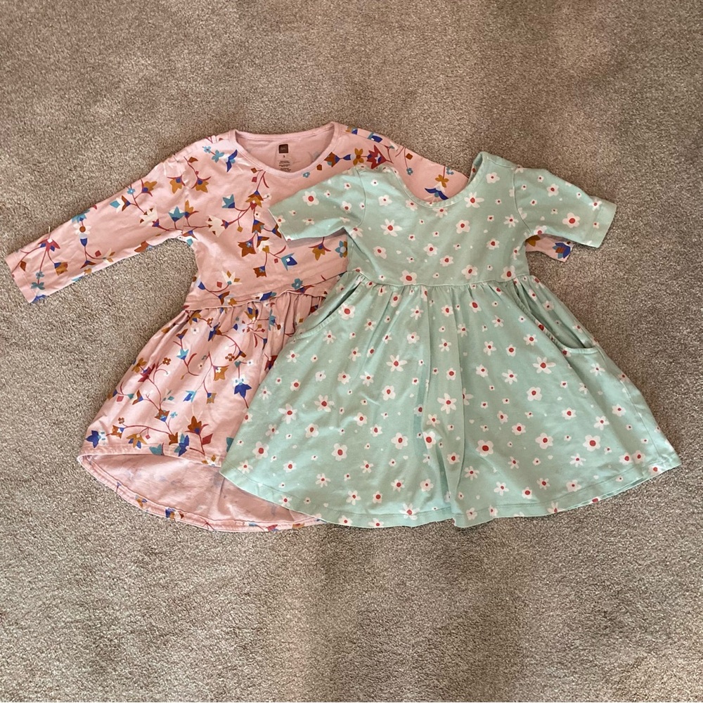 Pair of Play Dresses, size 3, Hanna Andersson and Tea Collection.